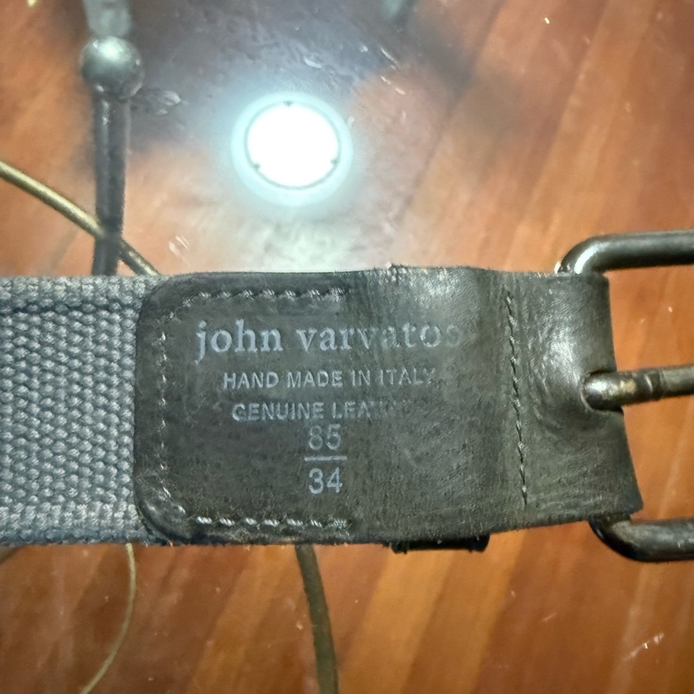 John Varvatos Dark Gray Leather and web  Belt